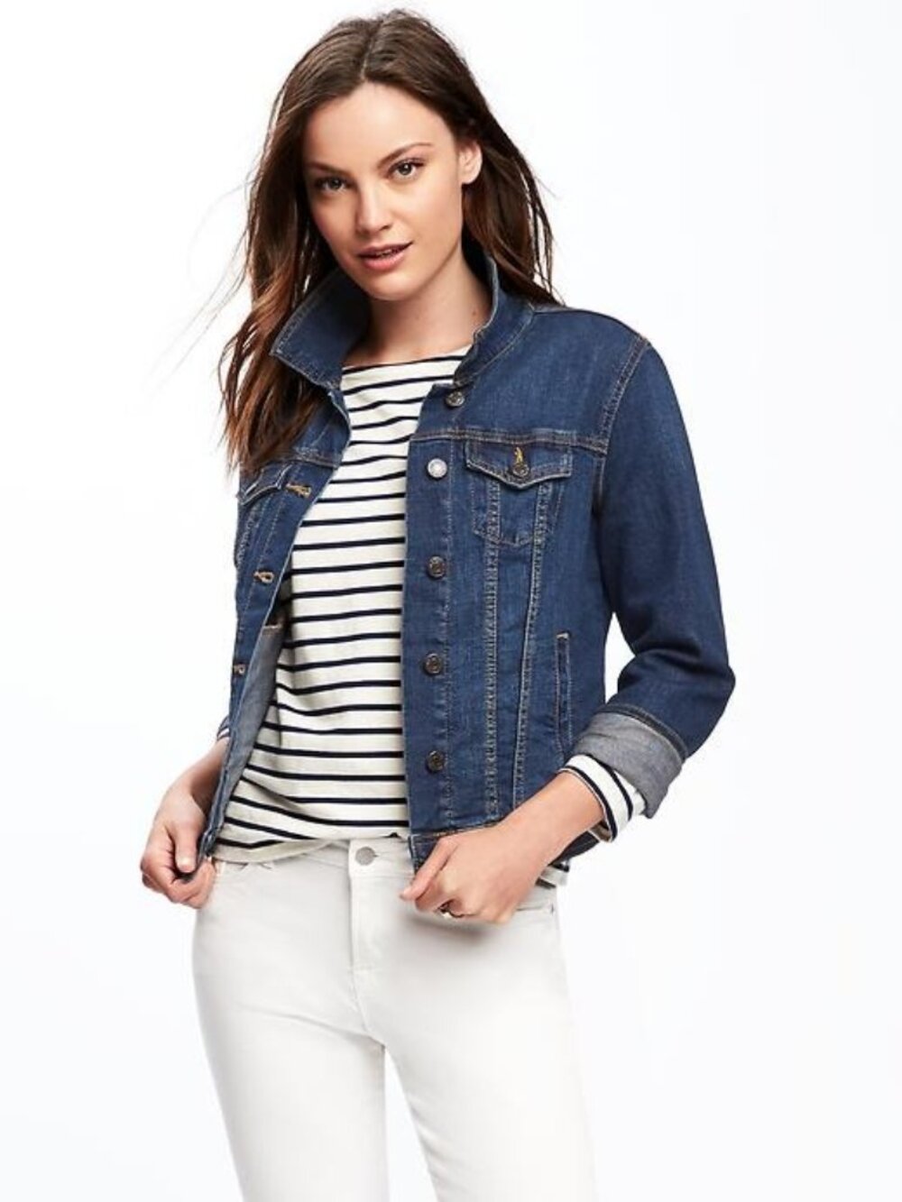 Old Navy Denim Jacket Medium Button Front Long Sleeve Classic Trucker Retro Y2K